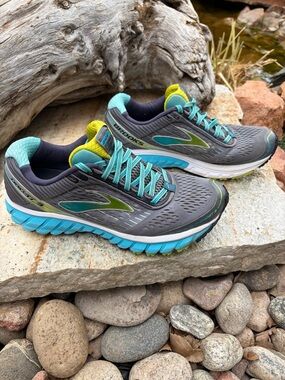 Brooks Ghost 9 Womens 8.5 Gray Teal Running Shoes Athletic